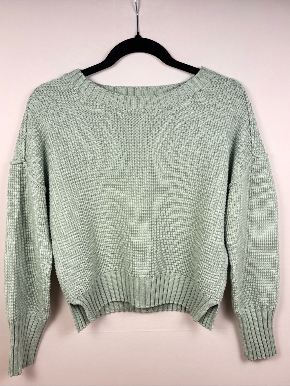 Jessica Simpson Mint Green Waffle Knit Crewneck Sweater